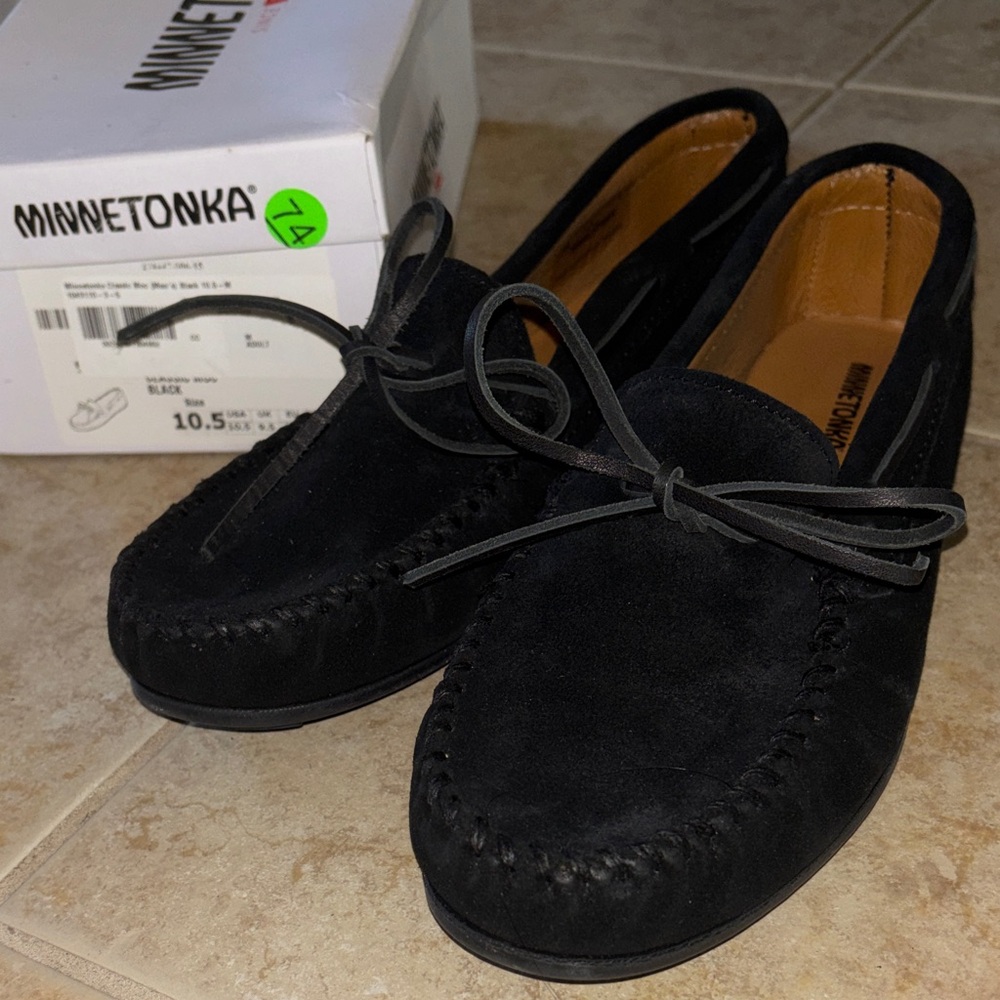 Minnetonka Men's Black Suede Loafers - NIB